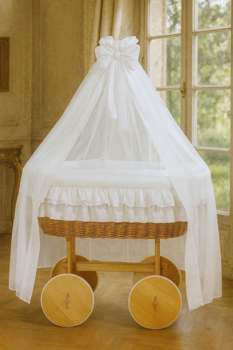 Kosz Mojżesza z baldachimem Deluxe- Little Angel biały
