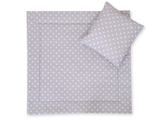 Pościel dla niemowląt z wypełnieniem kołderka i poduszka - Białe grochy na szarym