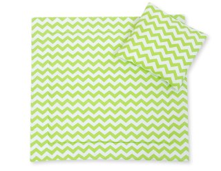 Pościel dla niemowląt z wypełnieniem kołderka i poduszka - Chevron zielony