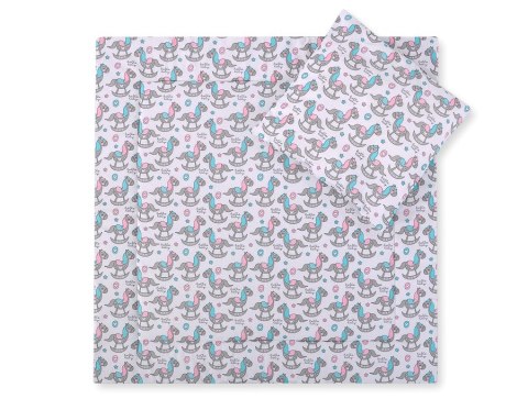 Pościel dla niemowląt z wypełnieniem kołderka i poduszka - Koniki na biegunach