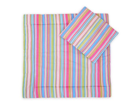 Pościel dla niemowląt z wypełnieniem kołderka i poduszka - Paski jagodowe