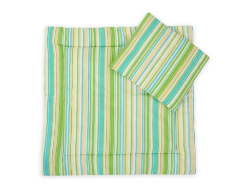 Pościel dla niemowląt z wypełnieniem kołderka i poduszka - Paski zielone