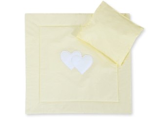 Pościel dla niemowląt z wypełnieniem kołderka i poduszka - Serduszka cream