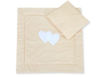 Pościel dla niemowląt z wypełnieniem kołderka i poduszka- Serduszka kropki na beżu