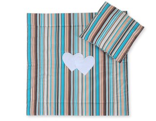 Pościel dla niemowląt z wypełnieniem kołderka i poduszka - Serduszka paseczki brązowe