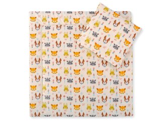 Pościel dla niemowląt z wypełnieniem kołderka i poduszka - Zwierzątka kremowe