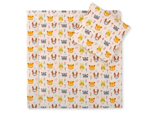 Pościel dla niemowląt z wypełnieniem kołderka i poduszka - Zwierzątka kremowe