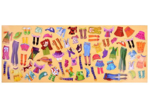 Drewniane Puzzle magnetyczne Ubranka Moda stylizacje 4 modelki ZA4807