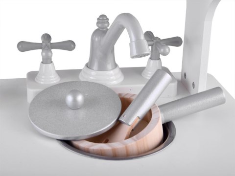 Interaktywna BIAŁA kuchnia drewniana dla dzieci Indukcja + akcesoria ZA4127