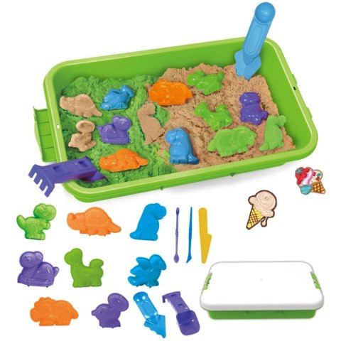 WOOPIE Piasek Kinetyczny 1,5 kg Zestaw XXL ZOO Safari Stolik z Foremkami