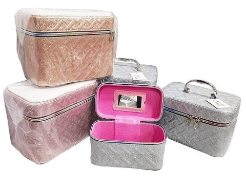 Kuferek L z lusterkiem na zamek 23x17x15cm MIX Kuferek L z lusterkiem na zamek 23x17x15cm MIX