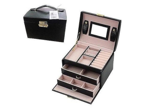 Kuferek na biżuterię czarny z ekoskóry Kuferek na biżuterię czarny z ekoskóry