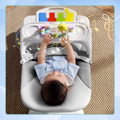 LEŻACZEK DLA NIEMOWLĄT BUJACZEK SKŁADANY NICEKIDS + PIANINKO GRZECHOTKI ZABAWKI GRAJĄCE