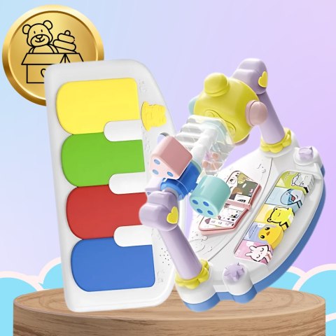 LEŻACZEK DLA NIEMOWLĄT BUJACZEK SKŁADANY NICEKIDS + PIANINKO GRZECHOTKI ZABAWKI GRAJĄCE