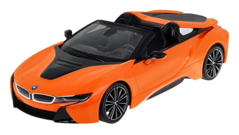 BMW i8 Roadster pomarańczowy RASTAR model 1:12 Zdalnie sterowane auto + pilot 2,4 GHz BMW i8 Roadster pomarańczowy RASTAR model 1:12 Zdalnie sterowane auto + pilot 2,4 GHz