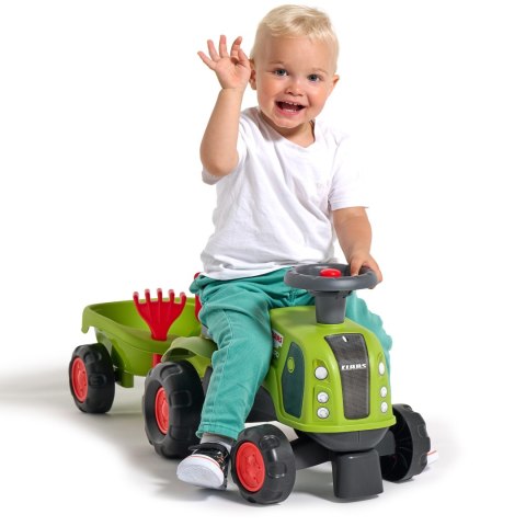 FALK Jeździk Claas 470 Arion Zielony z Przyczepką + Zestaw do piasku FALK Jeździk Claas 470 Arion Zielony z Przyczepką + Zestaw do piasku