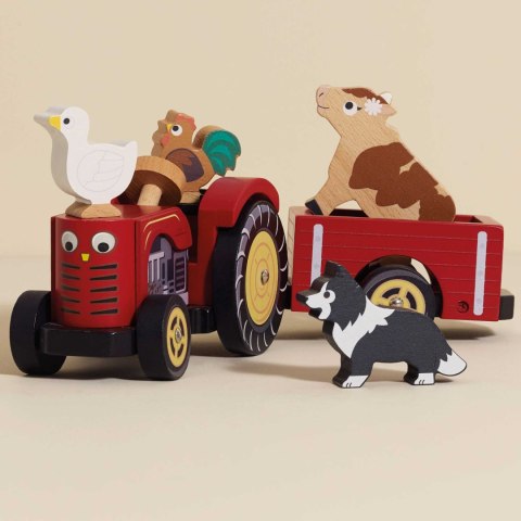 Drewniany traktor Bertiego, zabawka dla dzieci, samochodzik, Le Toy Van