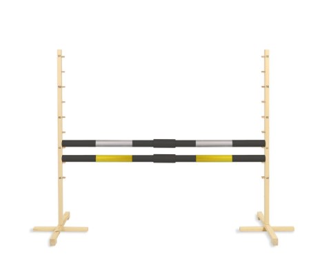 Przeszkoda skokowa do Hobby Horse 160cm, h-120 cm, dwie belki - czarno-złota i czarno-srebrna