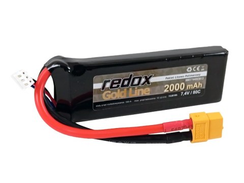 Akumulator Redox Gold Line 2000 mAh 7,4V 80C XT-60 - pakiet LiPo Akumulator Redox Gold Line 2000 mAh 7,4V 80C XT-60 - pakiet LiPo
