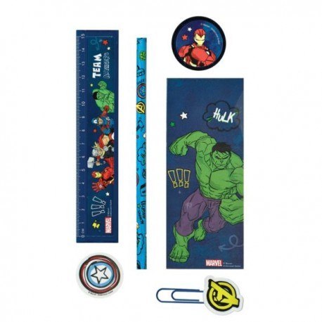 Pojemnik z przyborami szkolnymi, 7 el. avengers