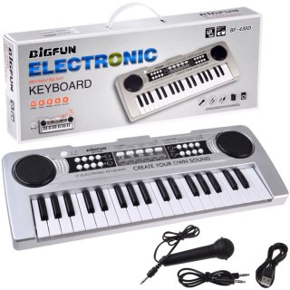 Organy mini KEYBOARD 37-klawiszy + mikrofon SREBRNY IN0183