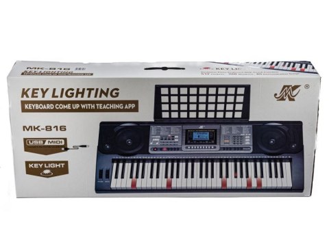 Keyboard Organy 61 Klawiszy Zasilacz MK-816 Z Funkcją Nauki Gry Przecena 14
