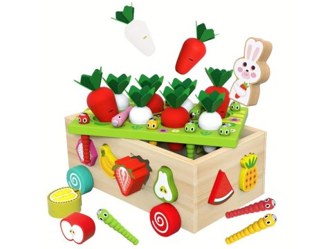 Sorter Montessori drewniany wózek złap robaczka marchewki układanka ZA5903