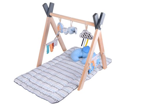 Stojak Drewniany Mata Edukacyjna Gimnastyczna Baby Gym dla Niemowląt ZA5882