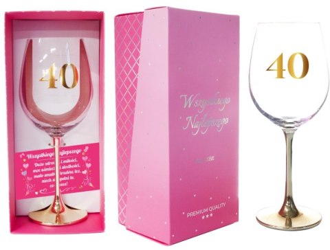 Kieliszek do wina ze złotą nóżką '40' 500 ml Kieliszek do wina ze złotą nóżką '40' 500 ml