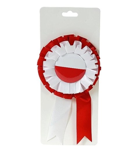 Kotylion biało czerwony Polska 12szt. śred. 8,5cm Kotylion biało czerwony Polska 12szt. śred. 8,5cm
