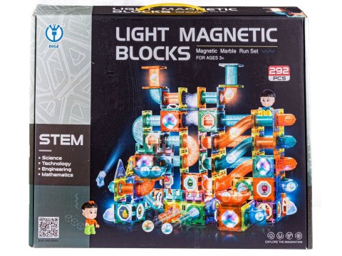 Świecące Klocki Magnetyczne, Tor Kulkowy Dla Kulek 292 Elementy Kulodrom Przecena 1