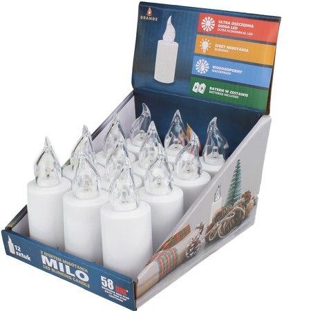 Znicz wkład led + baterie migotający biały 12 szt. MILO GRANDE Znicz wkład led + baterie migotający biały 12 szt. MILO GRANDE