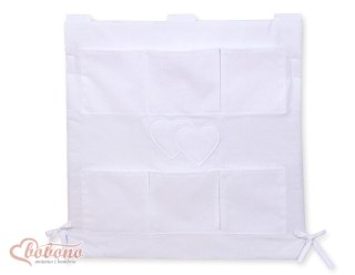 Przybornik z kieszonkami- Serduszka białe