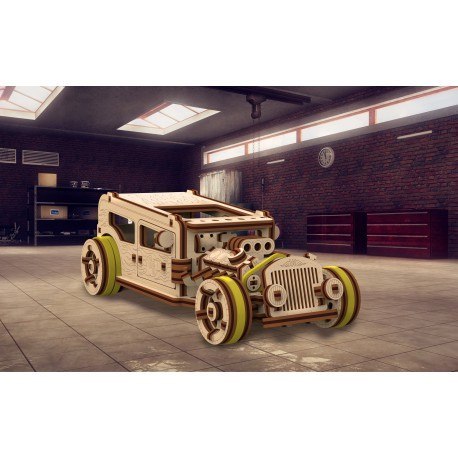 Drewniane puzzle mechaniczne 3d wooden.city - samochód hot rod Drewniane puzzle mechaniczne 3d wooden.city - samochód hot rod