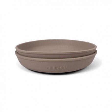 Filibabba silikonowe talerzyki 2szt. warm grey Filibabba silikonowe talerzyki 2szt. warm grey