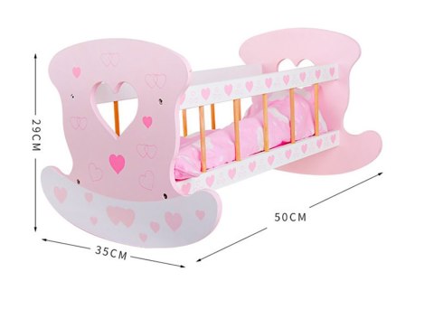 DUŻA DREWNIANA KOŁYSKA ŁÓŻECZKO DLA LALEK Z POŚCIELĄ MSN18027