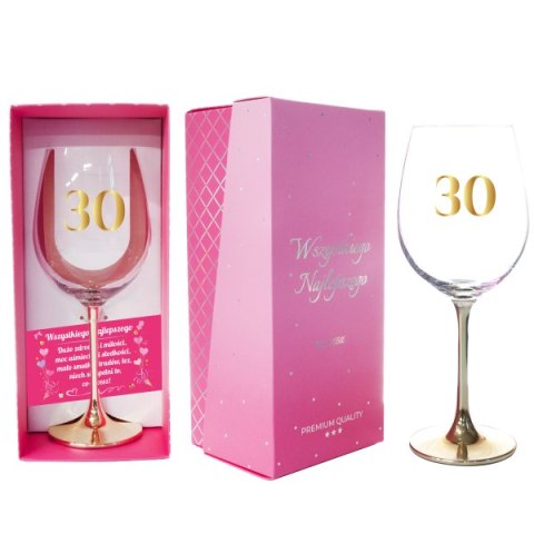 Kieliszek do wina ze złotą nóżką " 30 " 500 ml Kieliszek do wina ze złotą nóżką " 30 " 500 ml