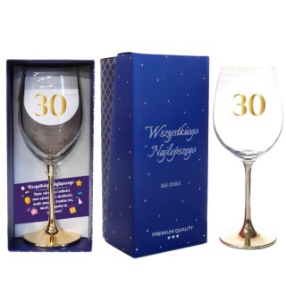 Kieliszek do wina ze złotą nóżką " 30 " 500 ml