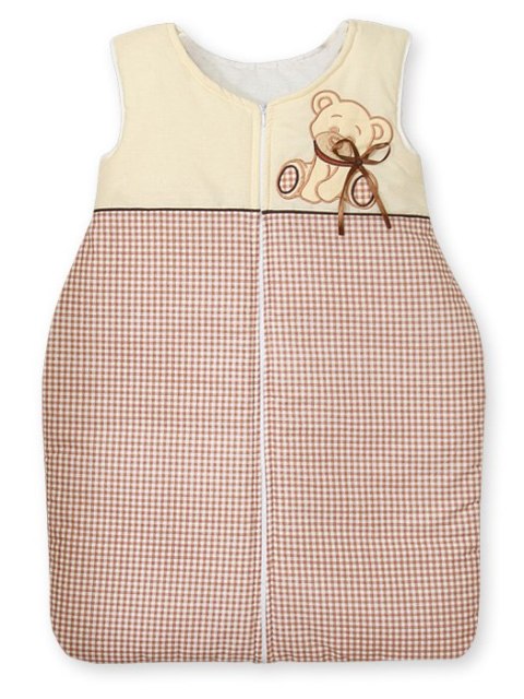 Śpiworek dla dzieci bawełniany M 6-12 mcy TOG 2.5 całoroczny ocieplany Miś z kokardką brązowy