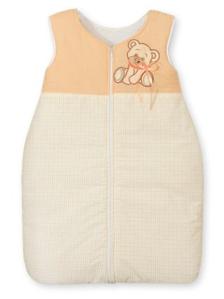 Śpiworek dla dzieci bawełniany M 6-12 mcy TOG 2.5 całoroczny ocieplany Miś z kokardką brzoskwiniowy