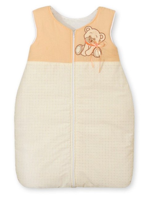 Śpiworek dla dzieci bawełniany M 6-12 mcy TOG 2.5 całoroczny ocieplany Miś z kokardką brzoskwiniowy