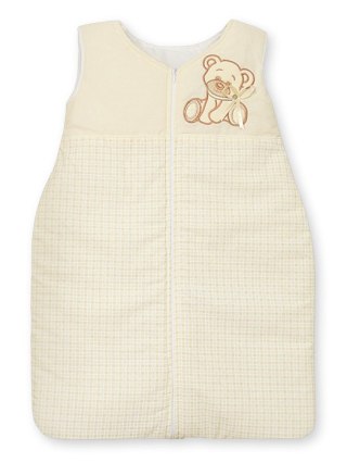 Śpiworek dla dzieci bawełniany M 6-12 mcy TOG 2.5 całoroczny ocieplany Miś z kokardką kremowy