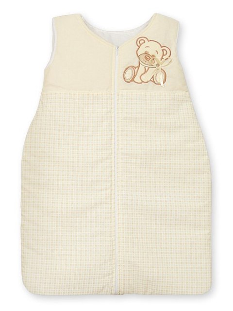 Śpiworek dla dzieci bawełniany M 6-12 mcy TOG 2.5 całoroczny ocieplany Miś z kokardką kremowy