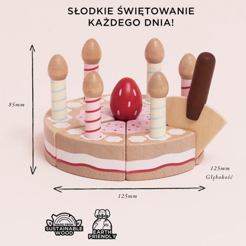 Drewniany tort urodzinowy ze świeczkami, zabawka dla dzieci, Le Toy Van