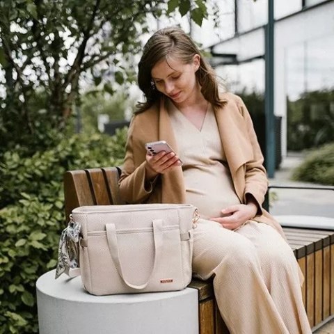 Torba dla mamy do wózka BabyOno CARMEN beżowa - stylowa i funkcjonalna torba z matą i apaszką