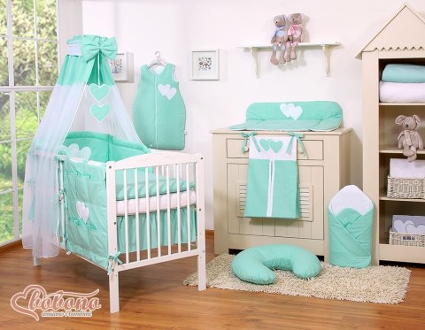 Pościel 5-cz Serduszka miętowa