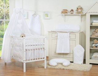 Pościel 5-cz z baldachimem- Wiszące Serduszka białe