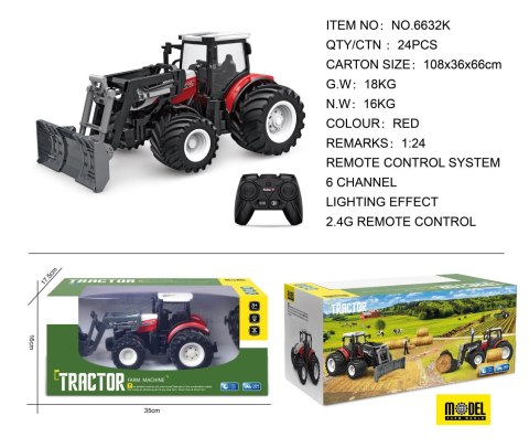 Traktor + Spych R/C 1:24 Czerwony Traktor + Spych R/C 1:24 Czerwony