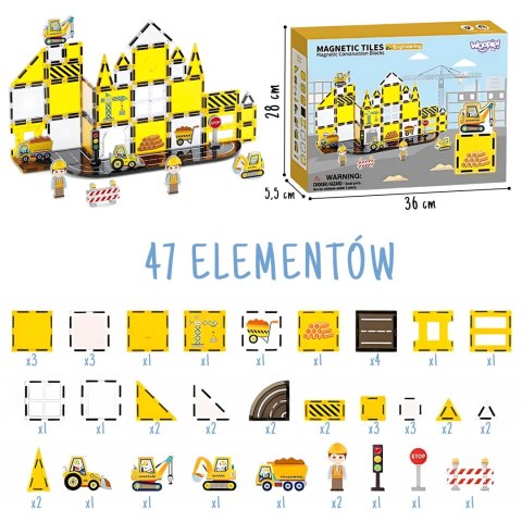 WOOPIE Magneyczne Klocki Konstrukcyjne Plac Budowy STEAM 47 el.