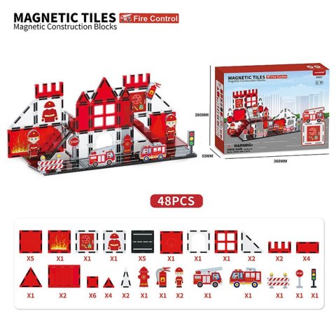 Zestaw Klocków Magnetycznych Straż Pożarna 48el. Zestaw Klocków Magnetycznych Straż Pożarna 48el.